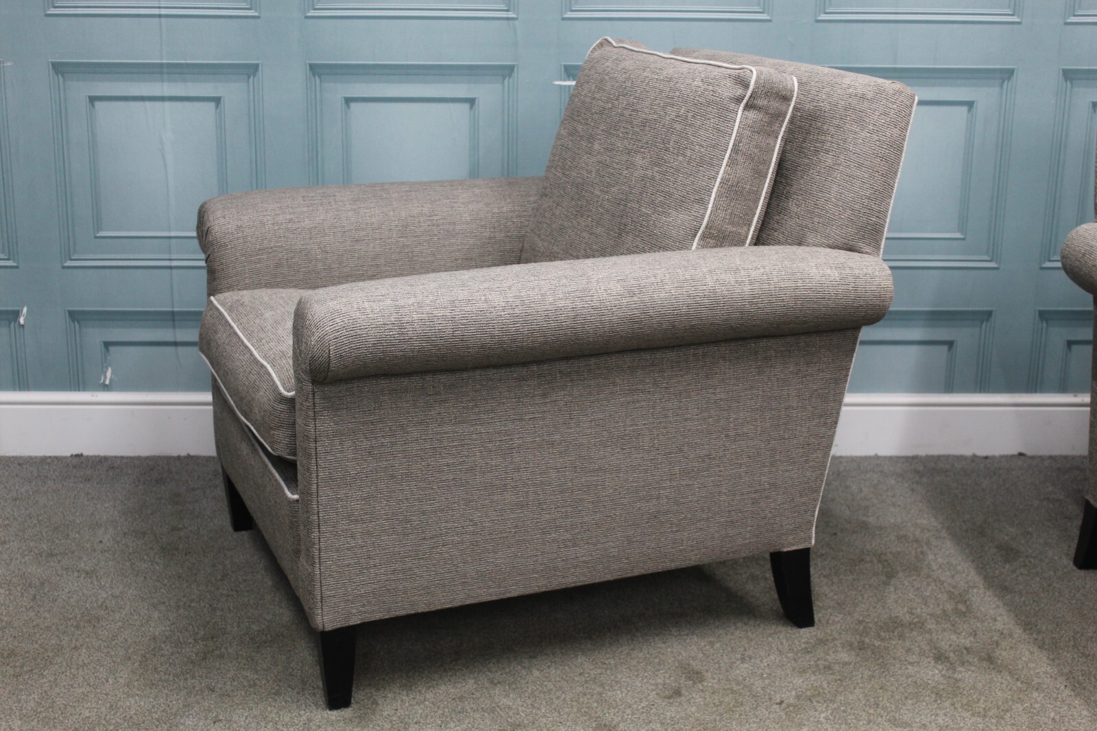 DURESTA, PARKER KNOLL, GABRIELLE PAIR OF CHAIRS IN GREY WEAVE FABRIC