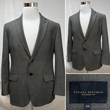 Banana Republic Tailored Fit Slim Charcoal Gray Wool 2-Button 44R Blazer Jacket
