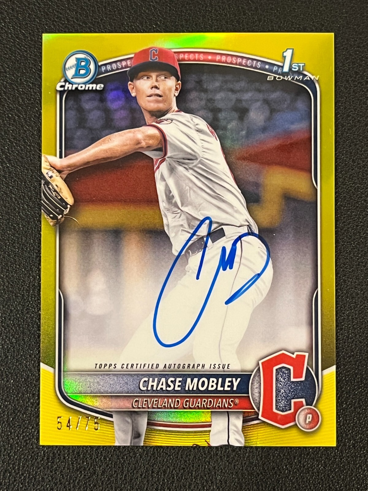 Chase Mobley 2025 Bowman Chrome 1st Auto Yellow Refractor /75 Guardians