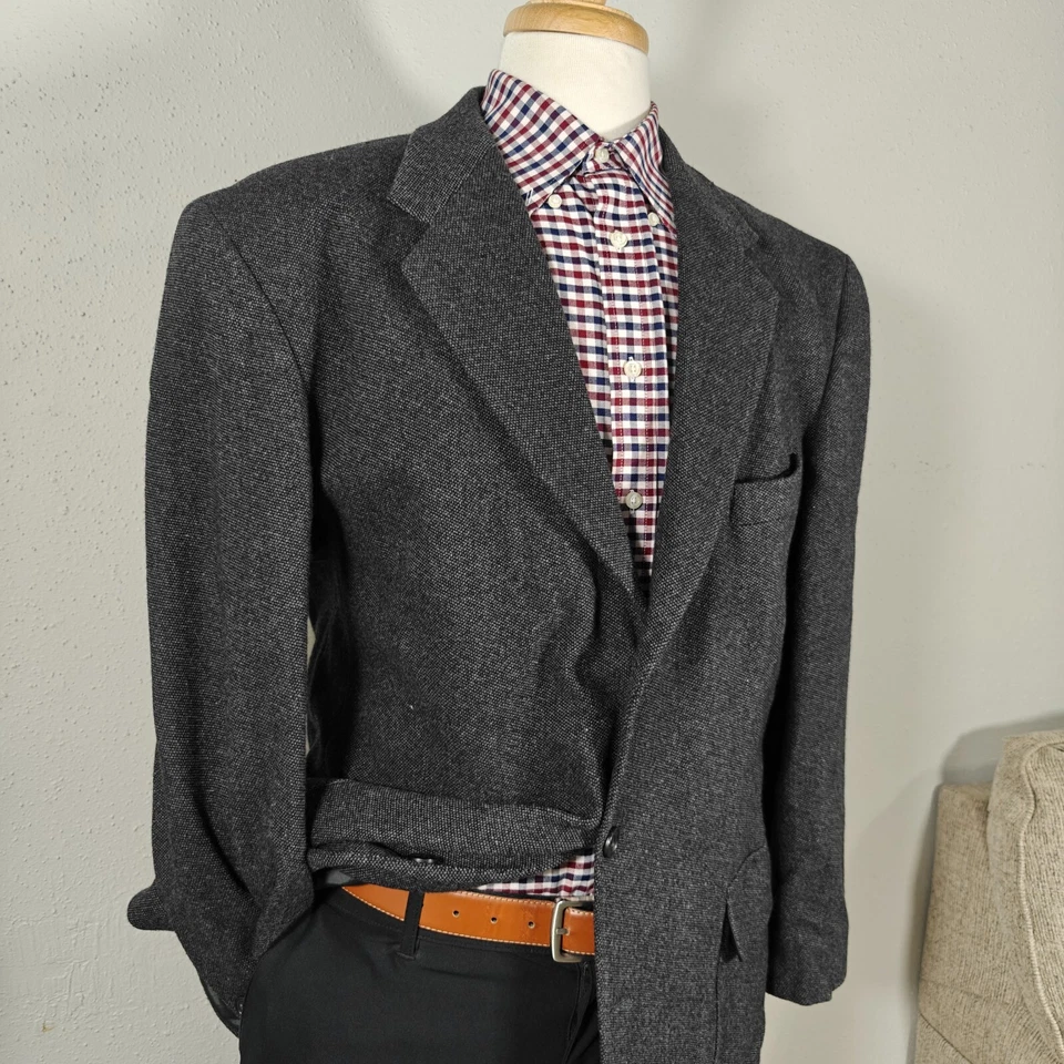 Le Collezioni Structure Men's Tweed Sport Coat Blazer Three Button Gray Wool XL - Image 3 of 4