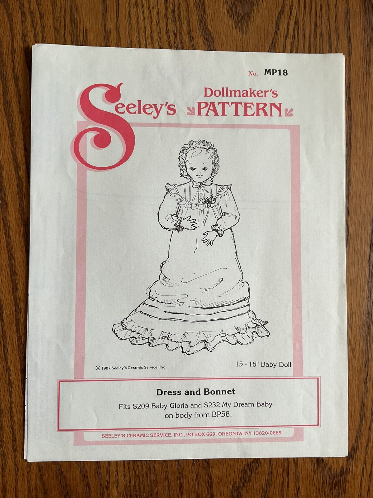 Seeley’s Dollmaker’s Pattern MP18 Dress & Bonnet for 15-16” Dolls-image
