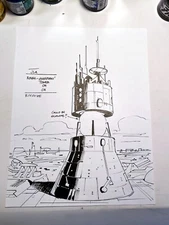 JUSTICE LEAGUE ANIMATED-production art—Guardians Watchtower rough—Paul Rivoche