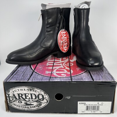 Laredo Mens Western Boots Hoxie side zipper Black size D New In Box!  62009 NEW