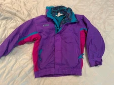 Columbia USA MADE! Bugaboo Kids vintage 90's Bold Purple & Aqua Ski Jacket Sz. M