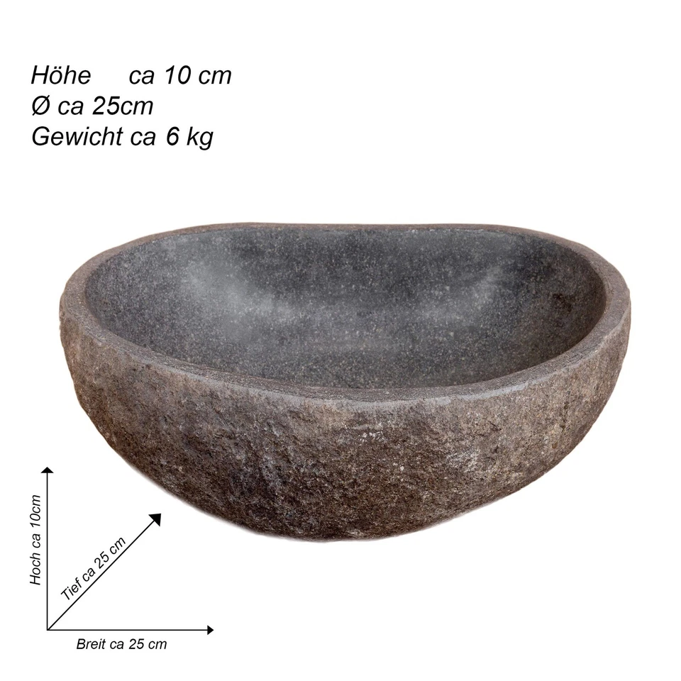 Vogeltränke aus Natur Flussstein  Wasserschale Ø25cm Winterfest 6-7 Kg - Bild 2 von 4
