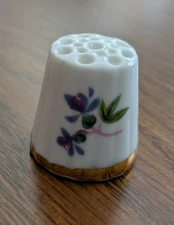 Canadian Classic Purple Flowers Bone China Thimble