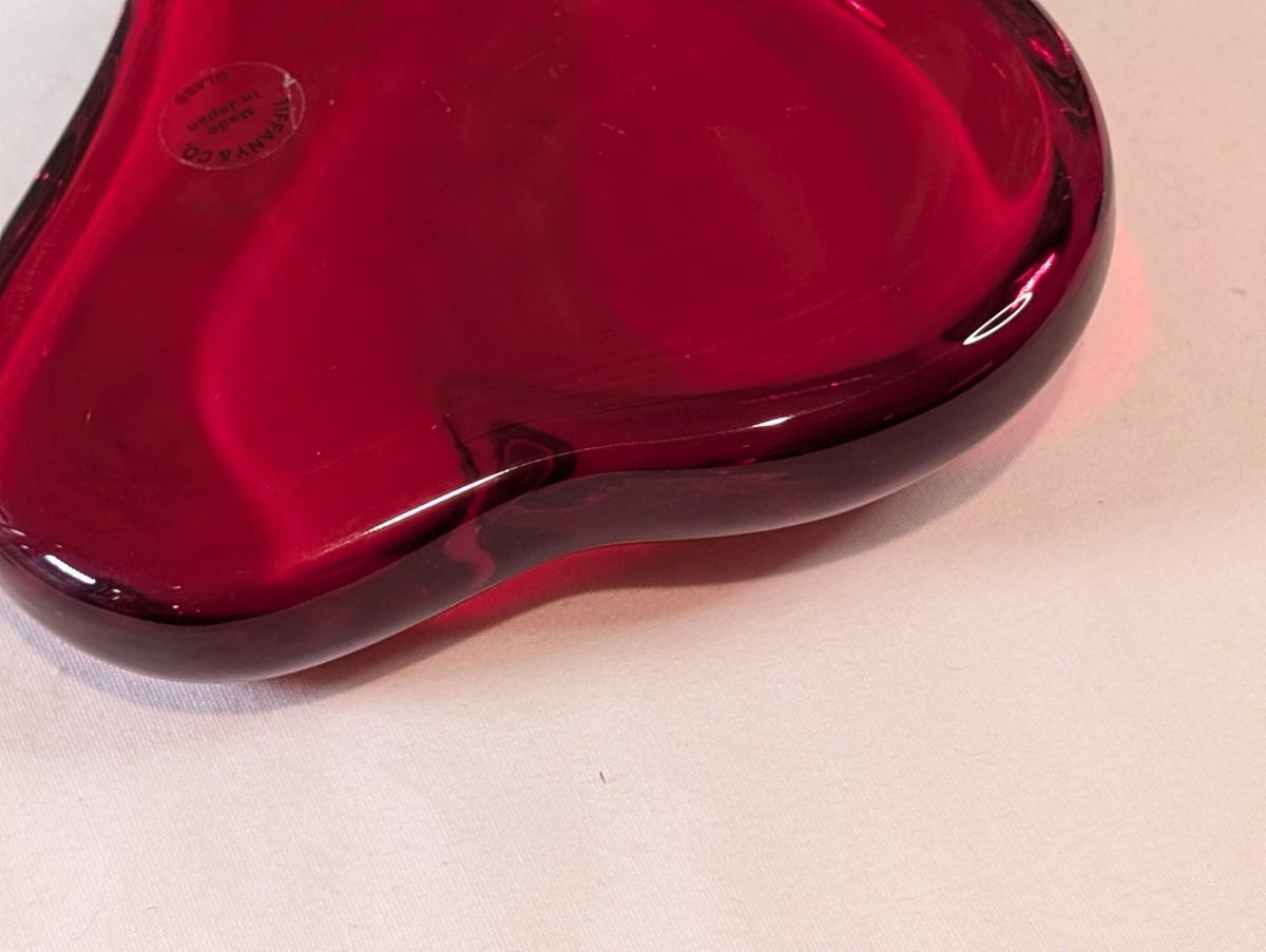 Tiffany & Co. Elsa Peretti Red Glass Heart Paperweight + Box | eBay