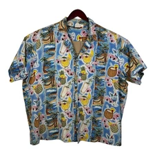 Vintage Barefoot In Paradise Hawaiian Shirt Button Up Short Sleeves Size 4XL