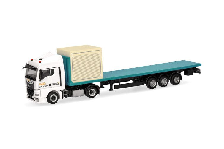 Camion HERPA MAN TGX Miniature 1/87 Remorque 3 Essieux et Caisse Amovible Rouge
