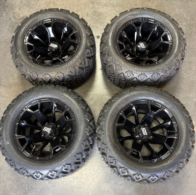 12'' BlackJack Gloss Black Wheel on 20x10R12'' All Terrain Tire - Set of 4 (USED)