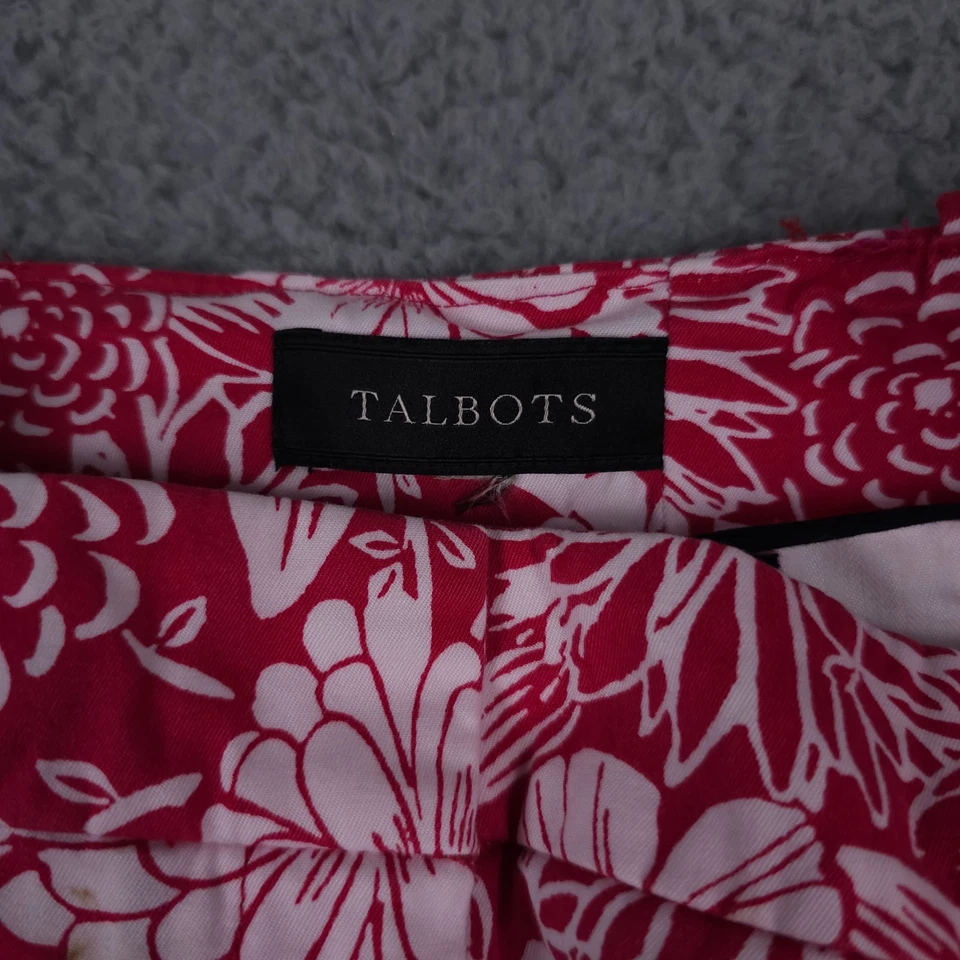 Talbots Shorts Womens 6 Dark Pink White Floral Bermuda Chino Stretch Casual 10" - Image 3 of 4