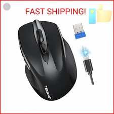TECKNET Wireless Mouse Rechargeable, 2.4G USB-A Silent Mouse, Quiet Click, 6 Adj