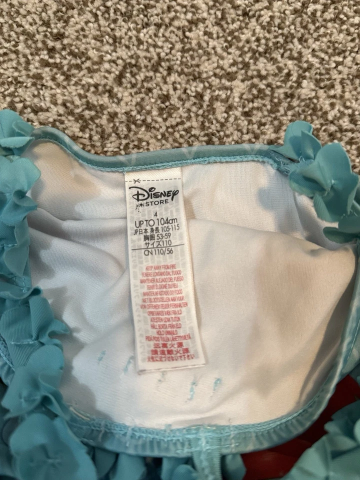 Traje de baño vintage Disney Store princesa sirenita talla 4 lentejuelas con volantes verde azulado Foto 3 de 4
