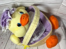 Vintage Puffalump Chick Easter Basket 1989 TL Toys Duck Nylon Yellow Plush Bag
