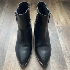 Fabianelli Italian Leather Ankle Boots Women's  Pointed Toe Double Zipper Size 8