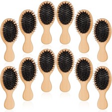 12 Pcs Mini Hair Brush Bulk Mini Boar Bristle Hair Brush Wooden Paddle Travel...
