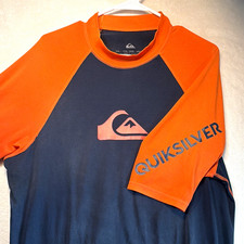 Quiksilver Men's Rash Guard Short Sleeve Surf Shirt Orange/Black 2XL 185/104B