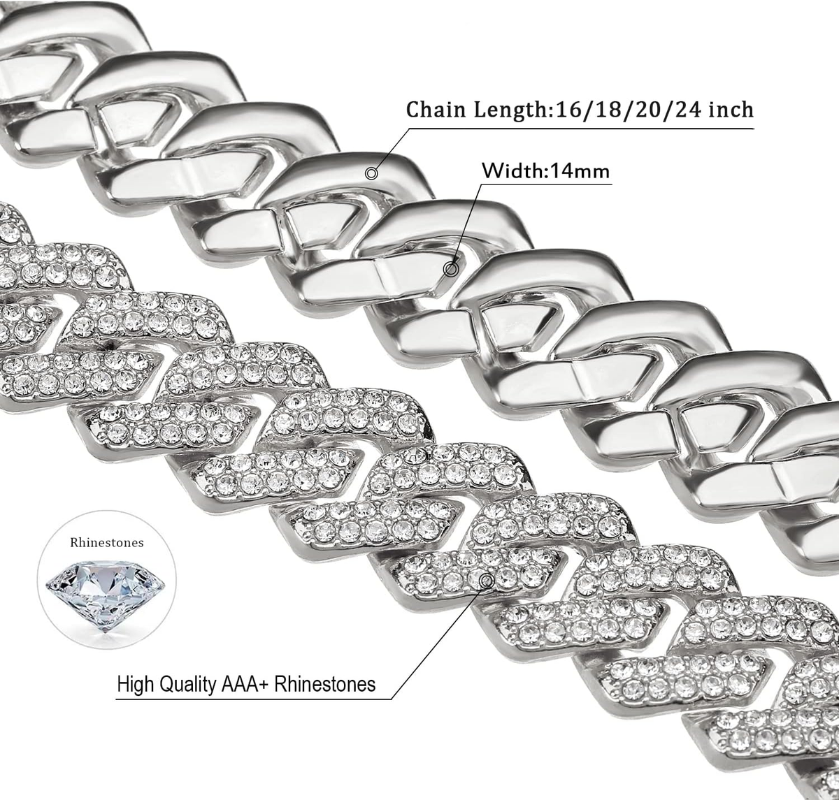 Junvirtuous Cuban Link Chain Mens Iced Out Miami Cuban Necklace