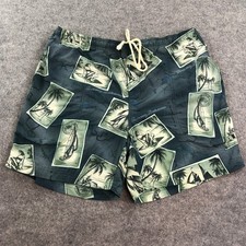 Tommy Bahama Mens Swim Trunks XL Teal Blue Hawaiian Girl Lined Koi Fish Nylon