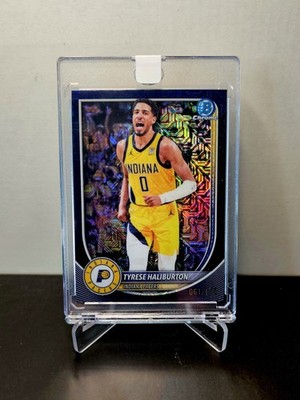TYRESE HALIBURTON 2025-26 Bowman Chrome 🏀 #BCV-77 NAVY BLUE MOJO SP #'d /175 🔥