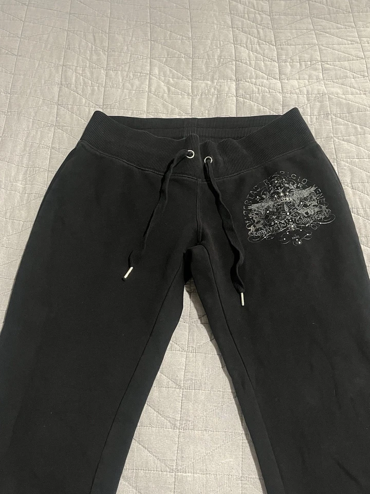 Pantalones deportivos Express para mujer talla XS negros con estrás adornados Foto 2 de 4