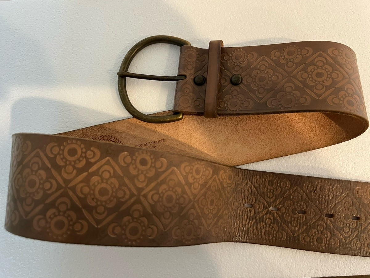 Vintage GAP 1969 Embossed Wide Leather Corset Belt, Made in USA |Size Small Vintage Wide Gap 1969 Brown Leather Belt L, Made USA Gap  main image 2