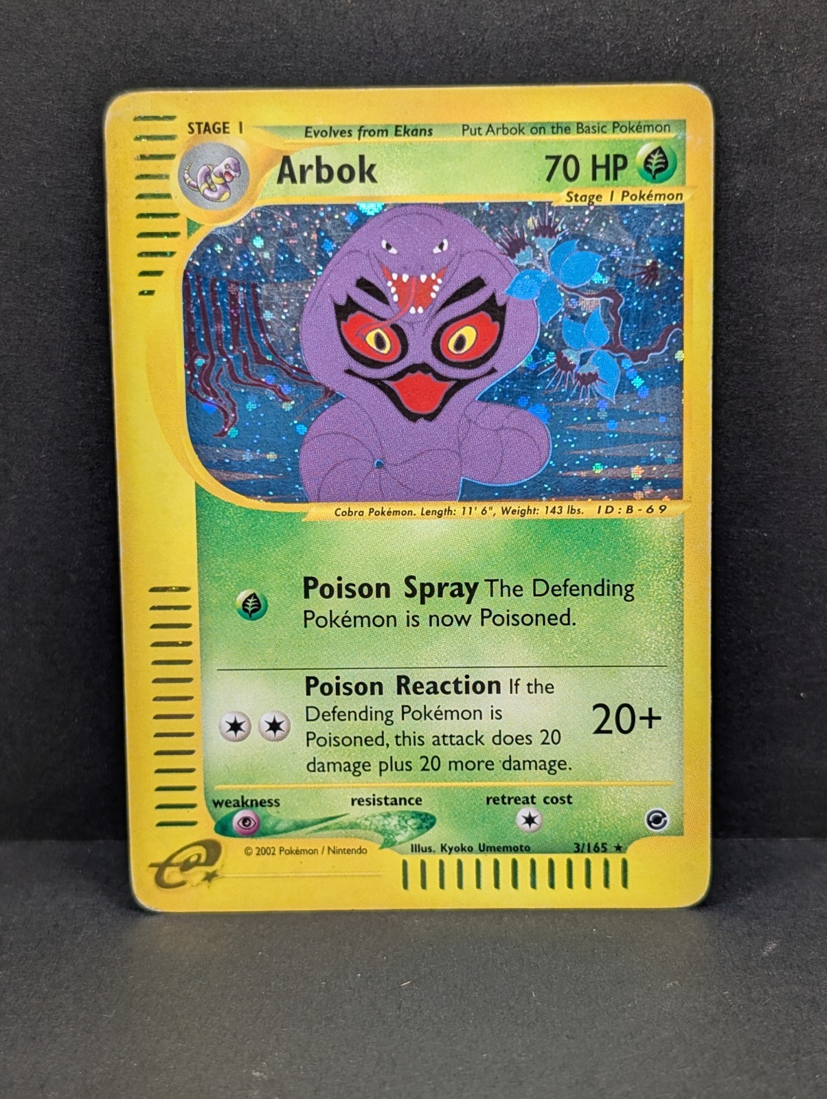 Arbok 003/165 Expedition Base Set Holo Rare Pokemon TCG Vintage e-reader MP+