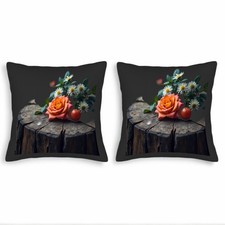 Set of 2 18x18in Throw Pillow Covers - Vibrant Floral Design
