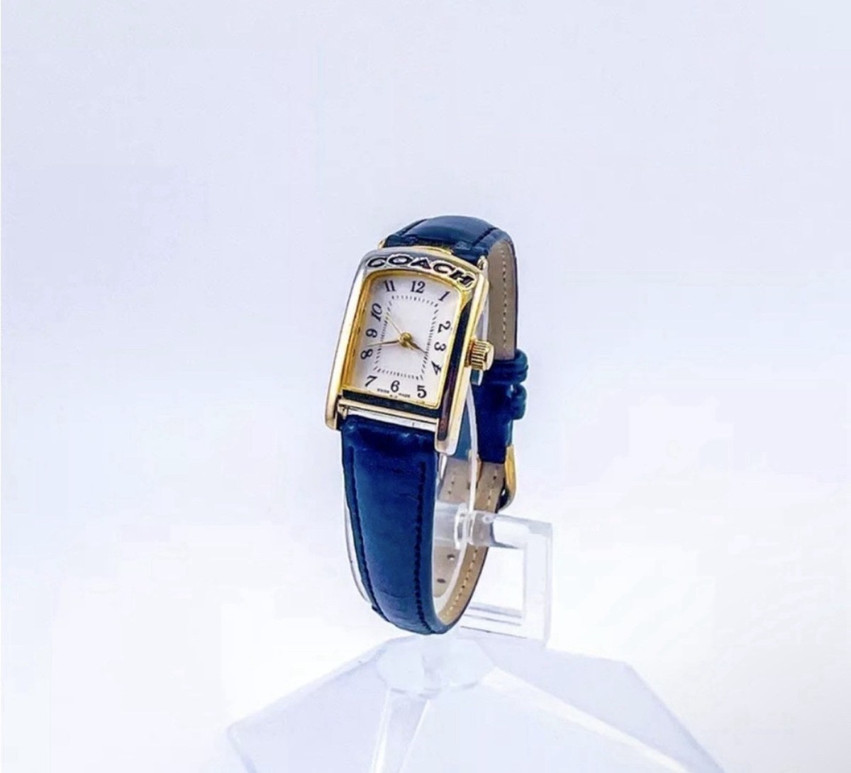 Authentic COACH W501 ARCH Black LEATHER Band Women display picture 1