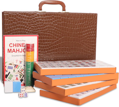 Chinese Mahjong Set, Mahjong Game Set with 146 Numbered Large Tiles (1.5'', Blue)