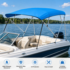 4 Bow Boat Bimini Top 600D Canopy with Aluminum Frame 96 x 67-72 in Blue