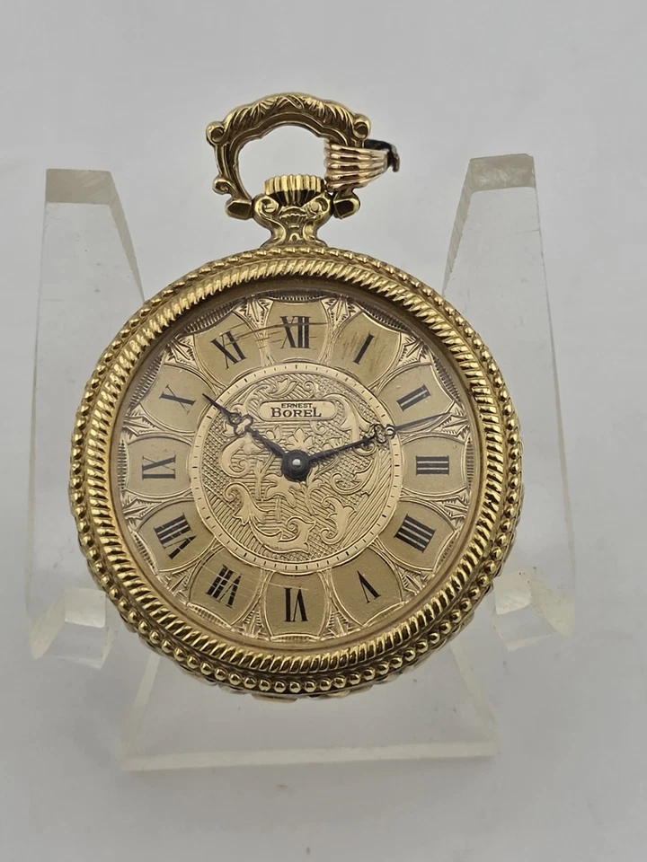 Reloj Colgante Raro Vintage Ornamentado "ERNEST BOREL" 17 Joyas Chapado en Oro FUNCIONA* Foto 4 de 4