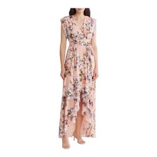 Eliza J floral high low floral dress pink size 4