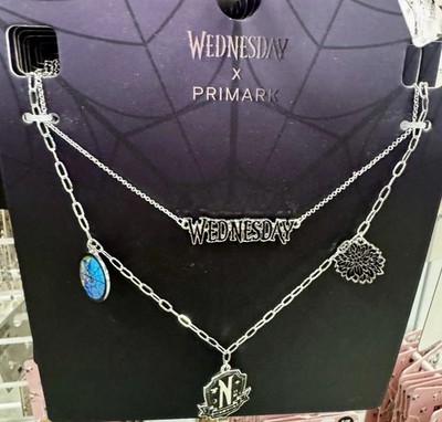 NEW Addams Family Wednesday x Primark Double Chain Charm Necklace Netflix