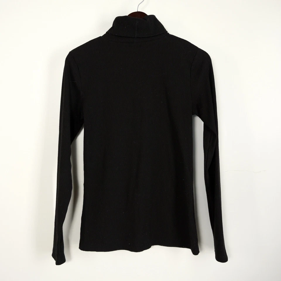 Halogen Women’s M. Black Knit Long Sleeve Folded Turtleneck Ribbed Sweater - Image 2 of 4