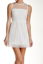 ROMEO JULIET COUTURE White Lace & Mesh Overlay Cocktail Dress NEW Juniors Sz S