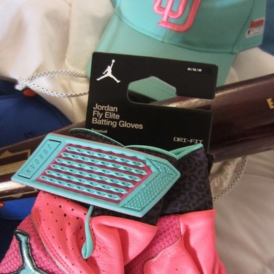 New Jordan Fly Elite Batting Gloves Adult Pink/Turquoise Miami