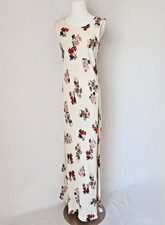 Vintage NC Love USA Made Rayon Chiffon Sherry Floral Maxi Dress Sleeveless Sz.L
