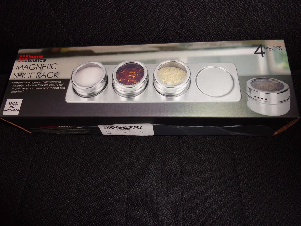 NEW HOME BASICS DELUXE 4 PC HOLDER ORGANIZER MAGNETIC SPICE RACK - Image 3 of 3