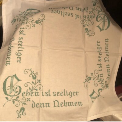 Tischdecke Kreuzstich Geben Ist seeliger Spruch 85x85cm