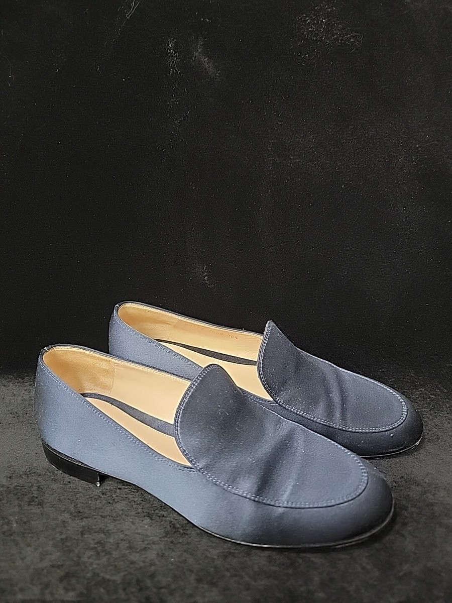 Women's Gianvito Rossi Blue Satin Loafers Size 36 1/2 Made In