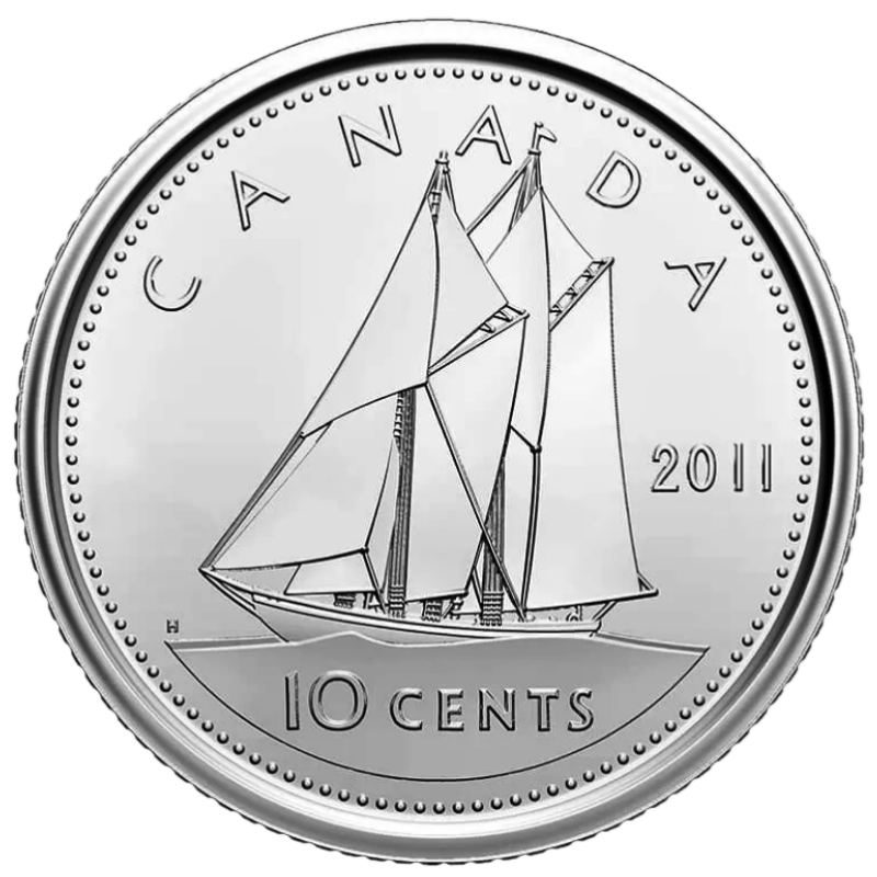 🇨🇦 Canada 10 cents coin, Bluenose Schooner Dime, Mint