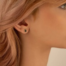 925 Sterling Silver Modern Pear Enamel Stud Women Earrings Duty Free