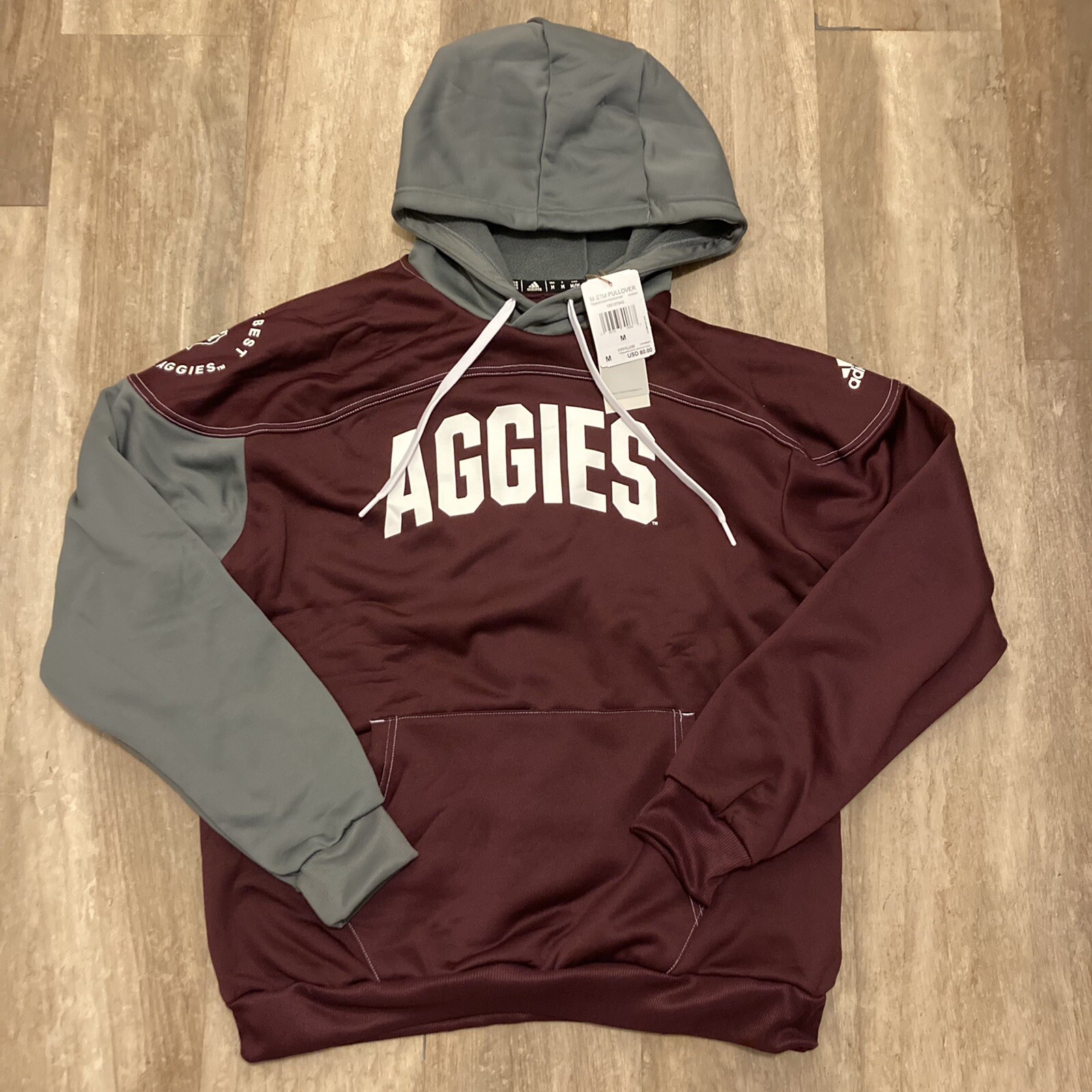 Men’s Adidas Texas A&M Aggies Maroon/Grey Pullover Hoodie Sz Md