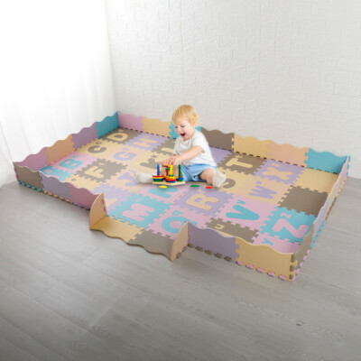 Kids Baby Play Mat With Fence Interlockin Foam Floor Tiles With