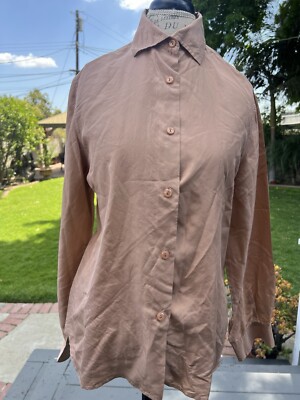 Sisley Relaxed Elegance Sz 44 Button Up Long Sleeve Silk Blouse