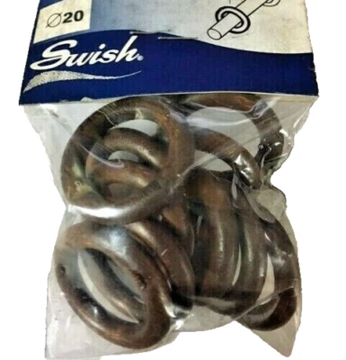 Swish 10 Anelli anello tenda ø 25 mm per bastoni aste tende da ø 20 mm marrone