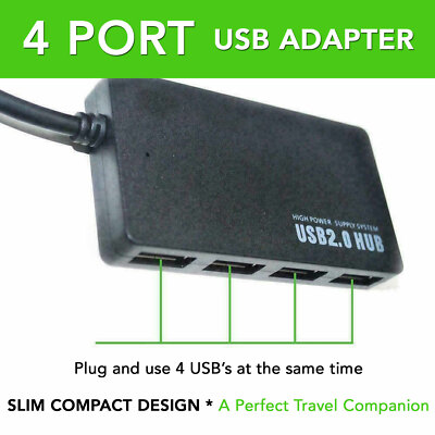 USB Hub 2.0 4 Porte - Adattatore Multi Splitter Per PC Desktop E Portatile - Alta Velocit&agrave;