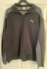 Puma Iconic T7 Mens Full Zip Black Track Jacket with Gray  Gold Accents Size L
