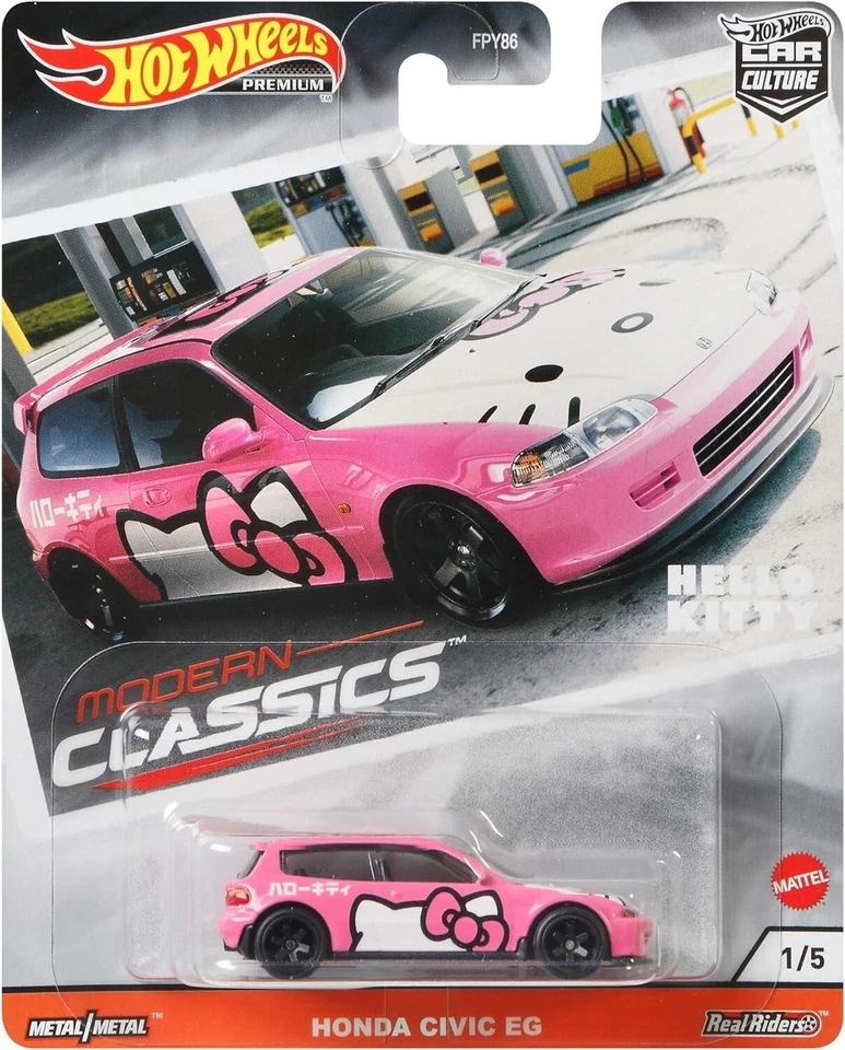 Автомобили премиум-класса Hot Wheels Honda Civic и Tarmac воки Toyota Hiace Hello Kitty Cat - Изображение 2 из 4